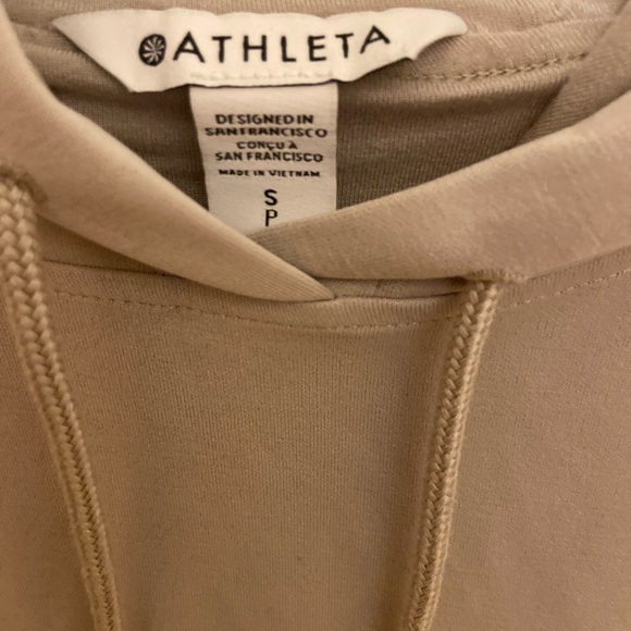 Athleta Seasoft Bubble Hem Hoodie Sweatshirt Women's Size Small Beige - Picture 5 of 9